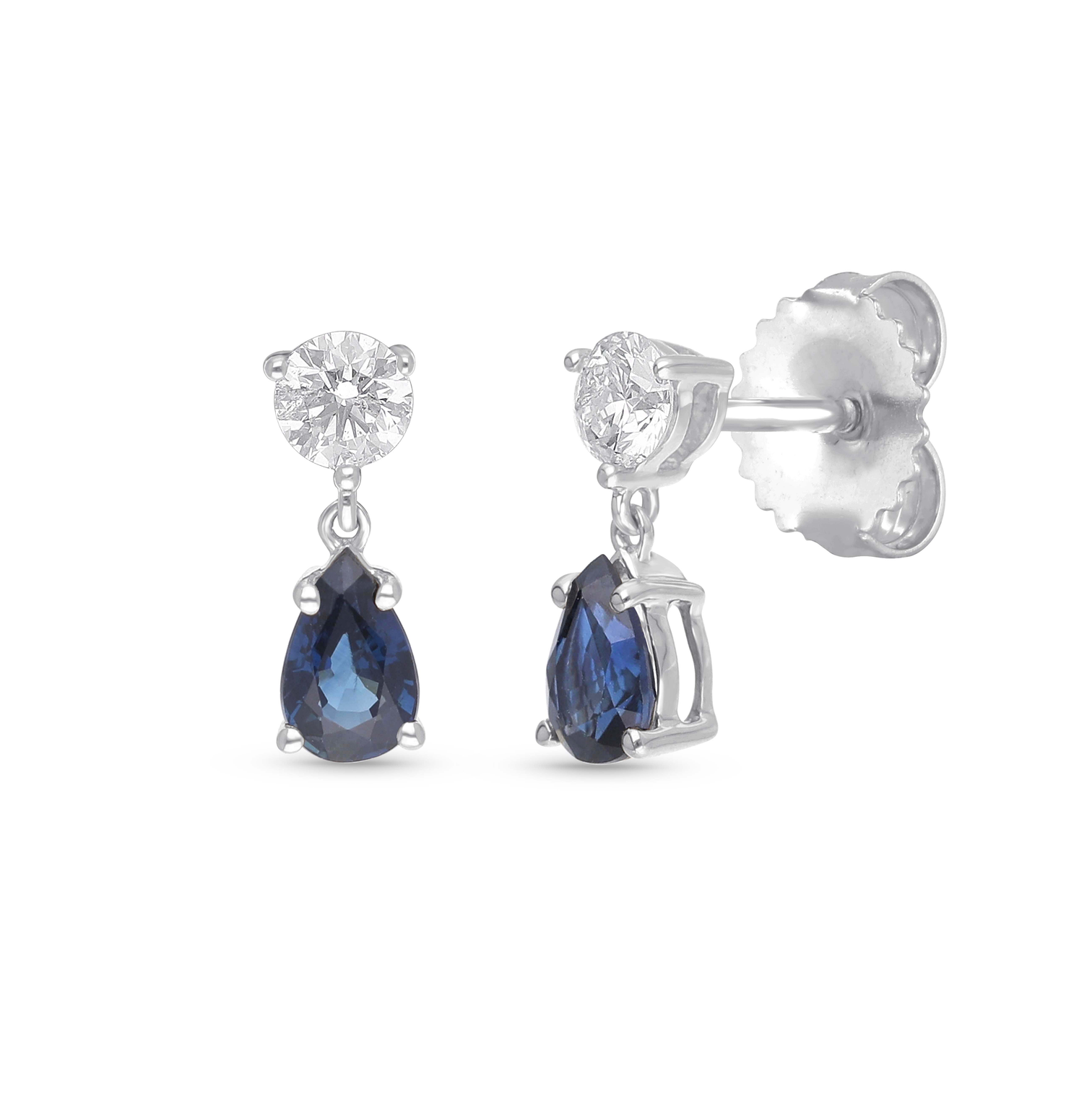 Sabel Collection Blue Sapphire and Diamond Drop Earrings